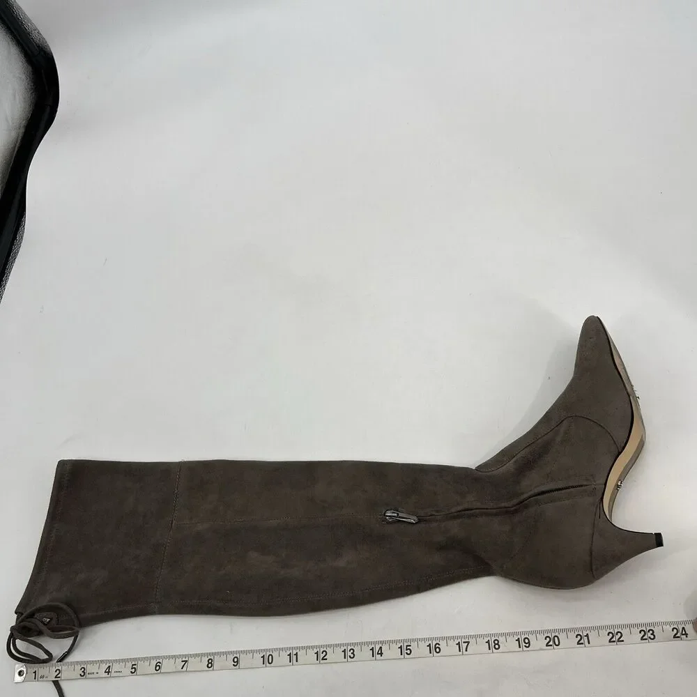 Sam Edleman Kristie Over The Knee Pointed Toe Kitten‎ Heel Taupe Women's 9.5